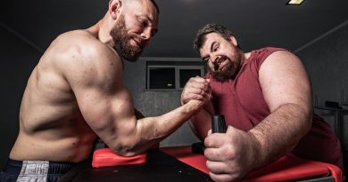 competitive men arm wrestling